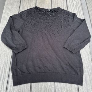 Talbots Women Black 3/4 Sleeves Pullover Sweater Shirt Size Large Petite